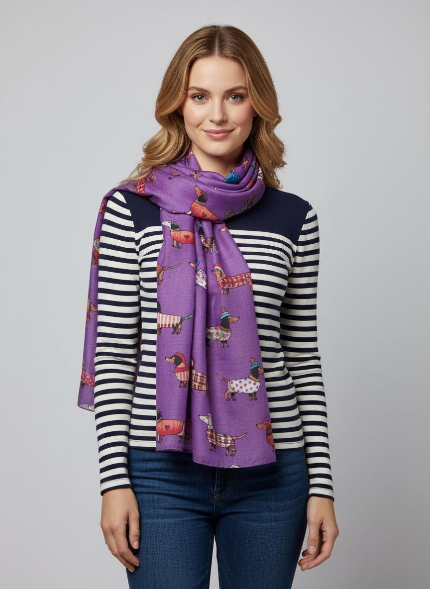 Sausage Dog  Dachshund Soft Scarf For Dog Lovers Comes with a gift bag