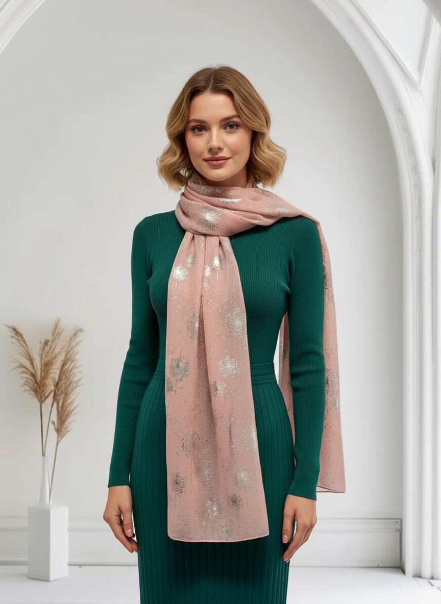 Glitter Shimmer  Dandelion Print Scarf For Women Comes with a gift bag