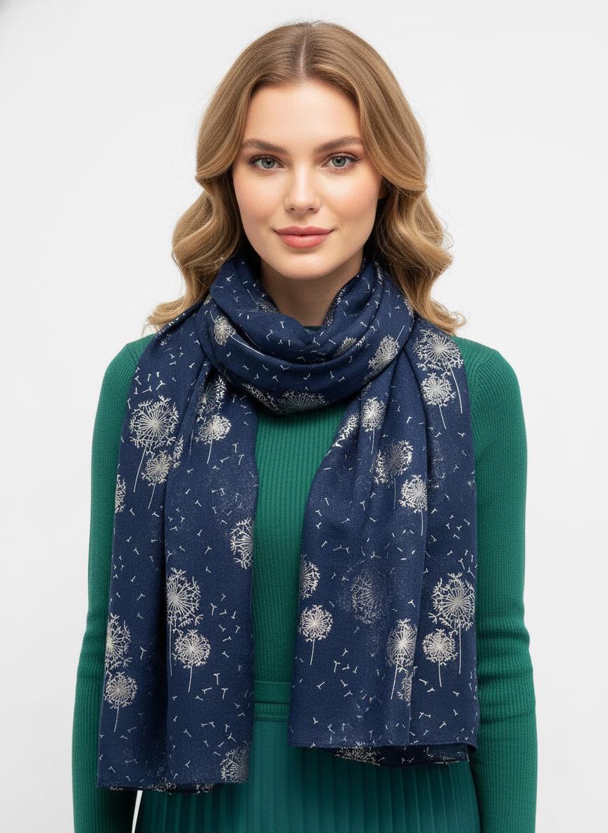 Glitter Shimmer  Dandelion Print Scarf For Women Comes with a gift bag