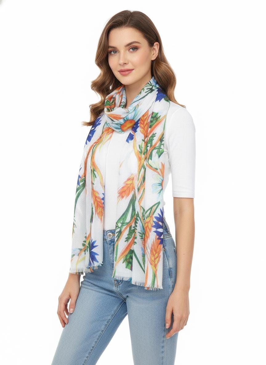 Watercolour Floral Print  High Quality Soft  Scarf Comes with a gift bag