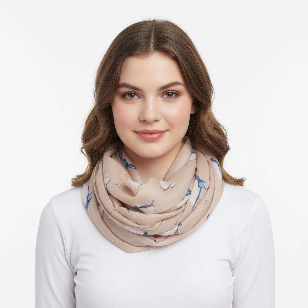 Watercolour Penguin Bird Print Infinity Scarf Snood Women Accessories Comes with a gift bag