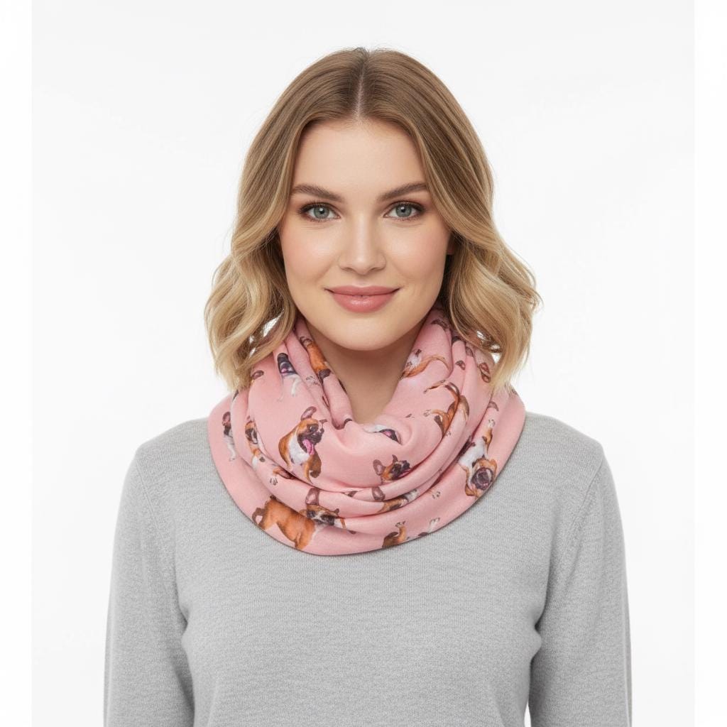 French Bulldog Print Infinity Scarf: Lightweight Snood Comes with a gift bag
