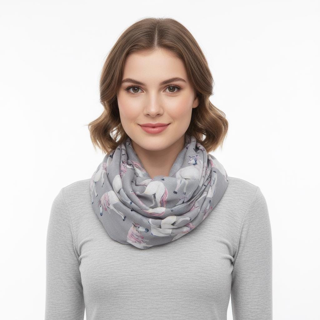Lightweight Unicorn Print Snood Infinity Scarf Comes with a gift bag