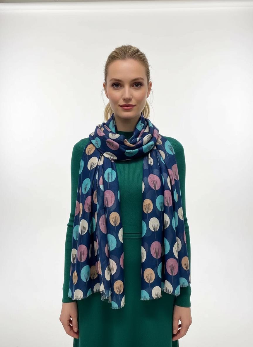 Tropical Leaf Print Scarf: Lightweight Fashion Wrap Comes with a gift bag