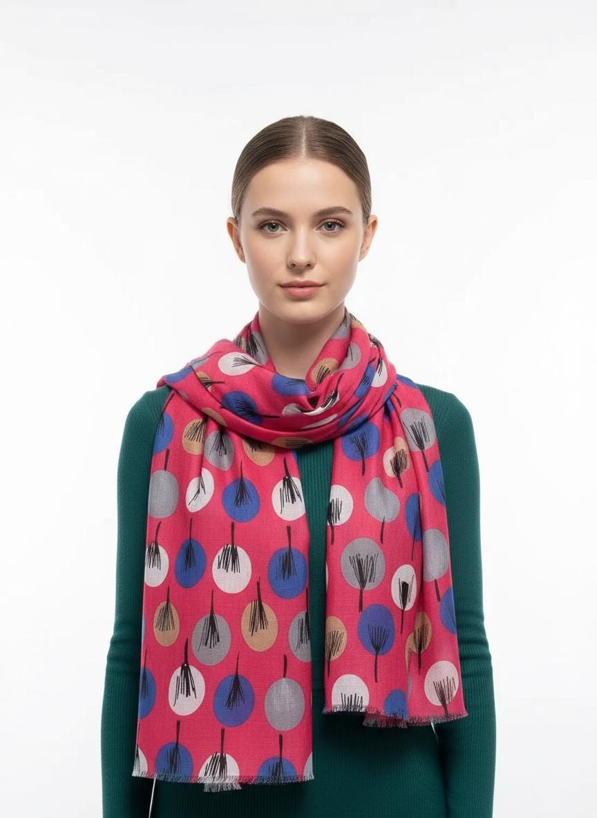 Tropical Leaf Print Scarf: Lightweight Fashion Wrap Comes with a gift bag