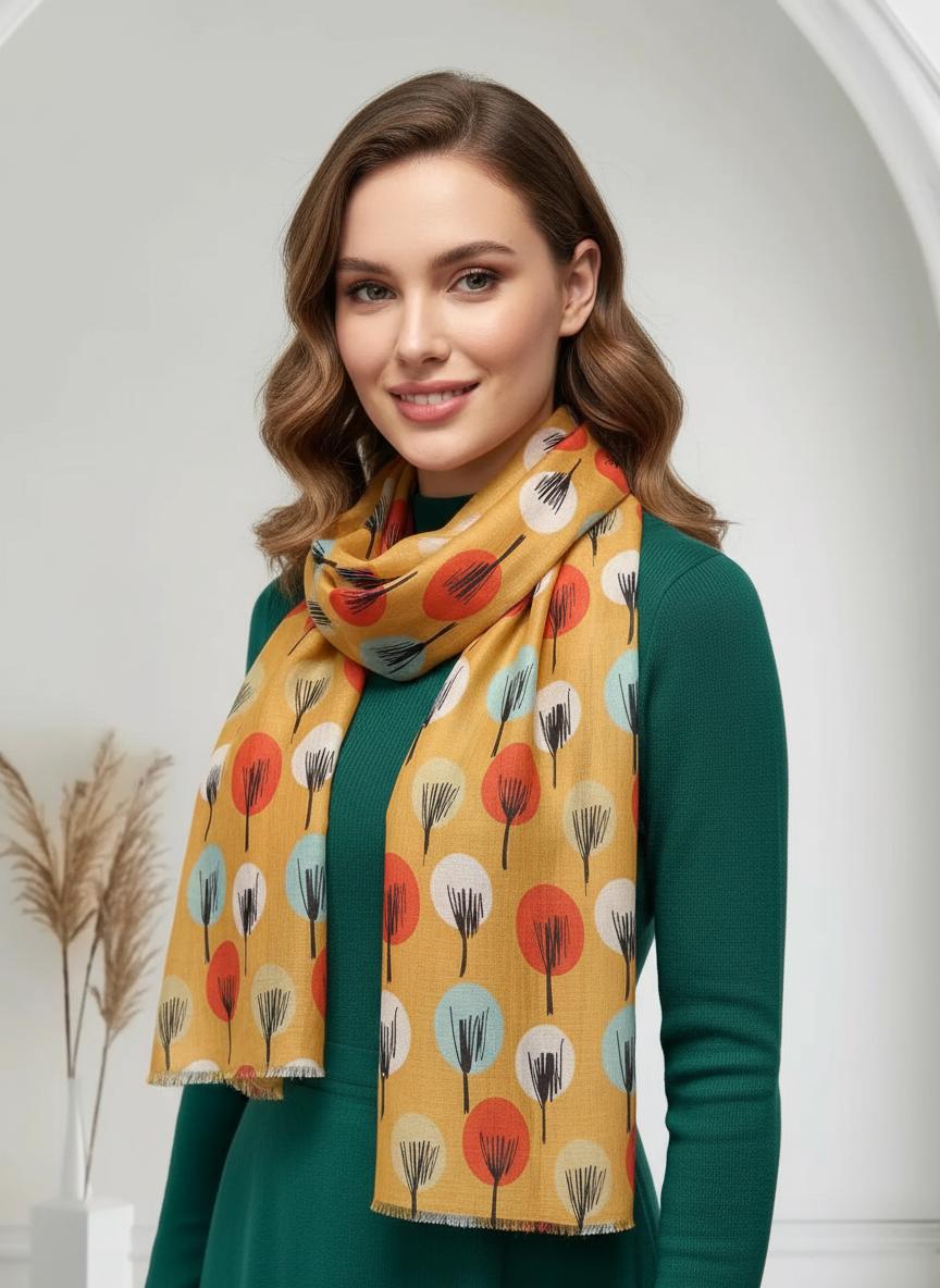 Tropical Leaf Print Scarf: Lightweight Fashion Wrap Comes with a gift bag