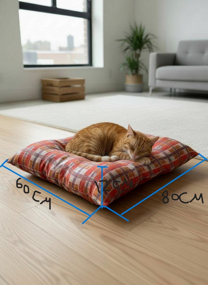 Handmade Double-Sided Pet Bed for Small Dogs & Cats – Soft Polyester Cushion with 100% Virgin Hollow fiber Filling