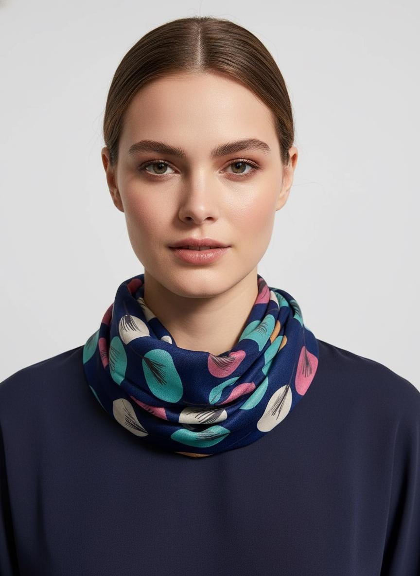Lightweight Sketch Tree Leaf Leaves Print Snood Infinity Scarf Gift For Her Comes with a gift bag
