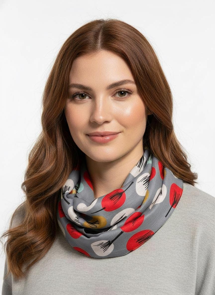 Lightweight Sketch Tree Leaf Leaves Print Snood Infinity Scarf Gift For Her Comes with a gift bag