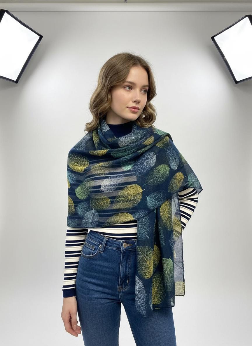 Leaf Print Scarf Lightweight Scarf Comes with a gift bag