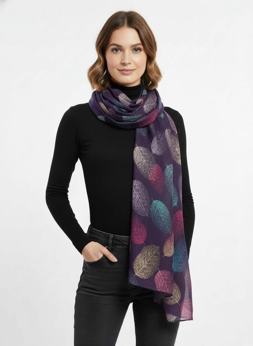 Leaf Print Scarf Lightweight Scarf Comes with a gift bag