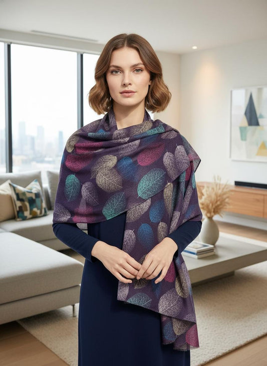 Leaf Print Scarf Lightweight Scarf Comes with a gift bag
