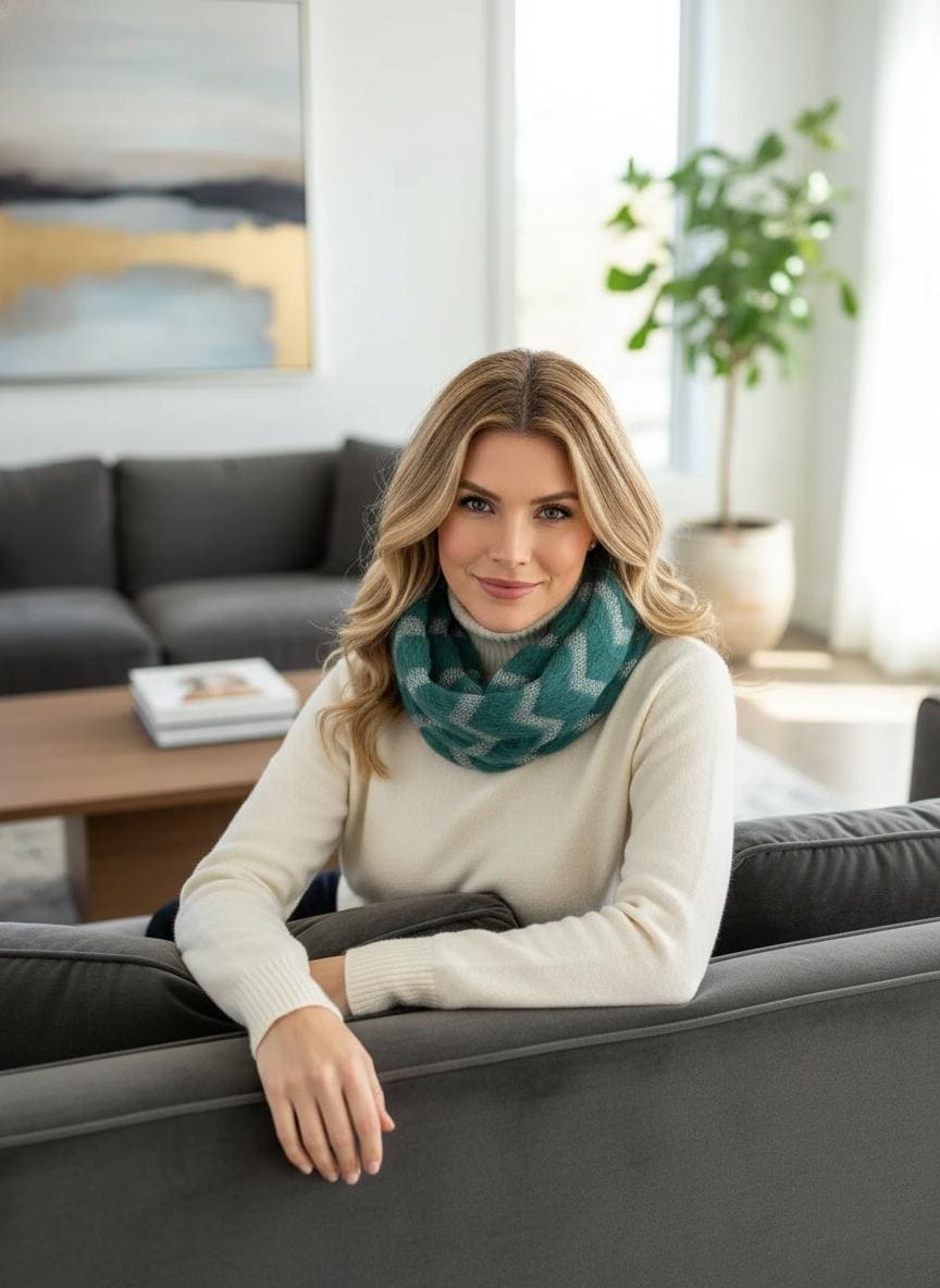Knitted Zigzag Snood Infinity Scarf For Winter Comes with a gift bag