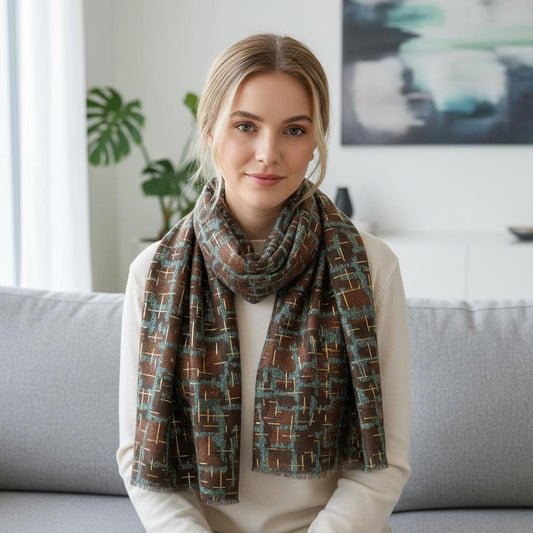 Rose gold outlined Geometric Designer Scarf Shawl Comes with a gift bag