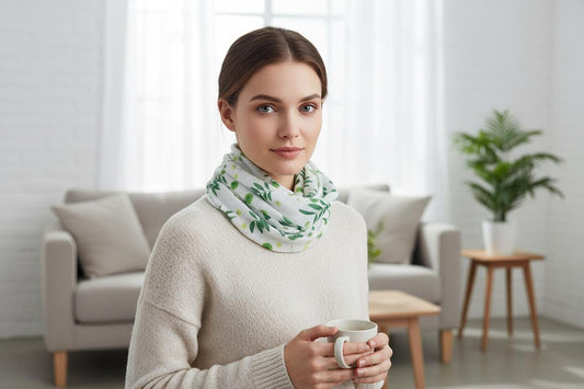 Lightweight Green Leaf Leaves Print Snood Infinity Scarf Comes with a gift bag