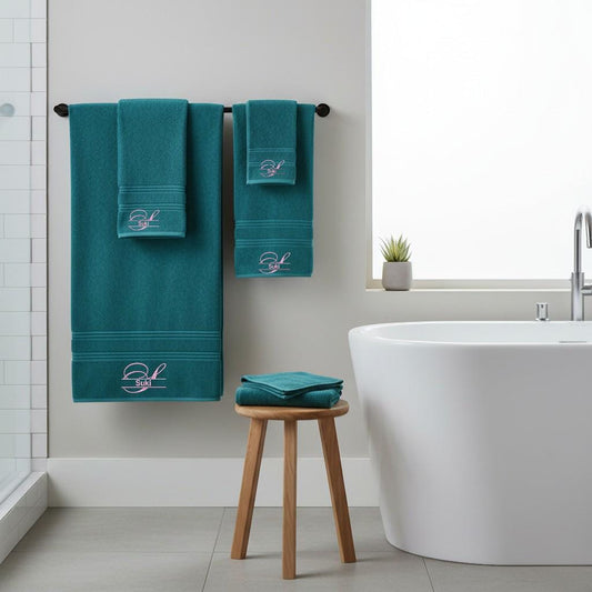 Personalized Embroidered Cotton Towel Set, Custom Monogram, Gift Bag