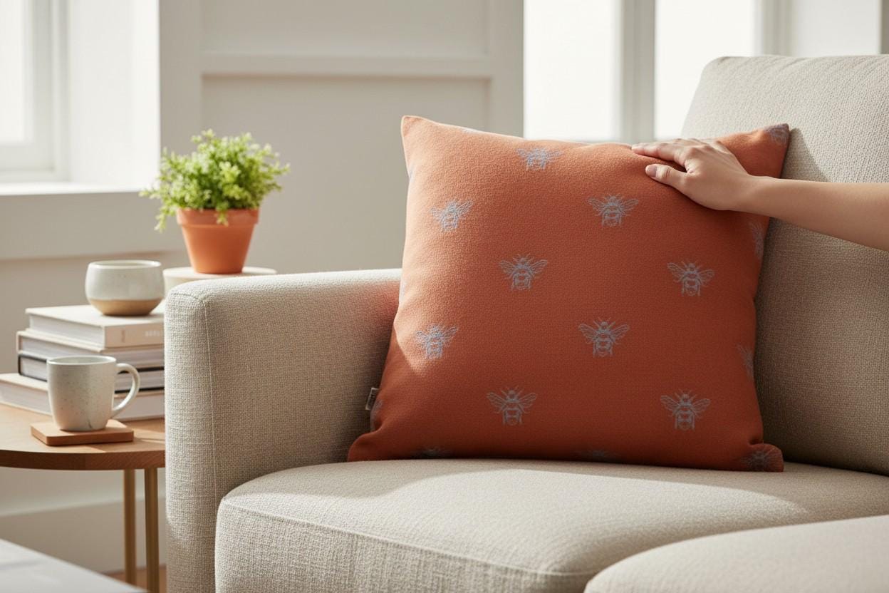 Bee Print Cushion with Inner – Decorative Throw Pillow