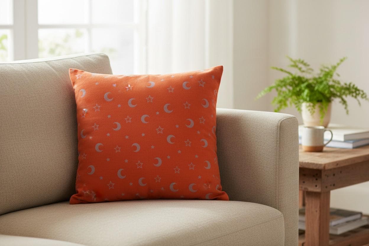 Moon Star Print Cushion Cover with Inner – Decorative Throw Pillow