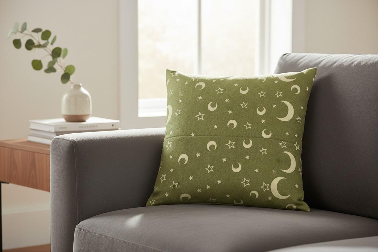 Moon Star Print Cushion Cover with Inner – Decorative Throw Pillow