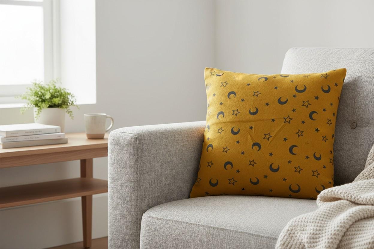 Moon Star Print Cushion Cover with Inner – Decorative Throw Pillow