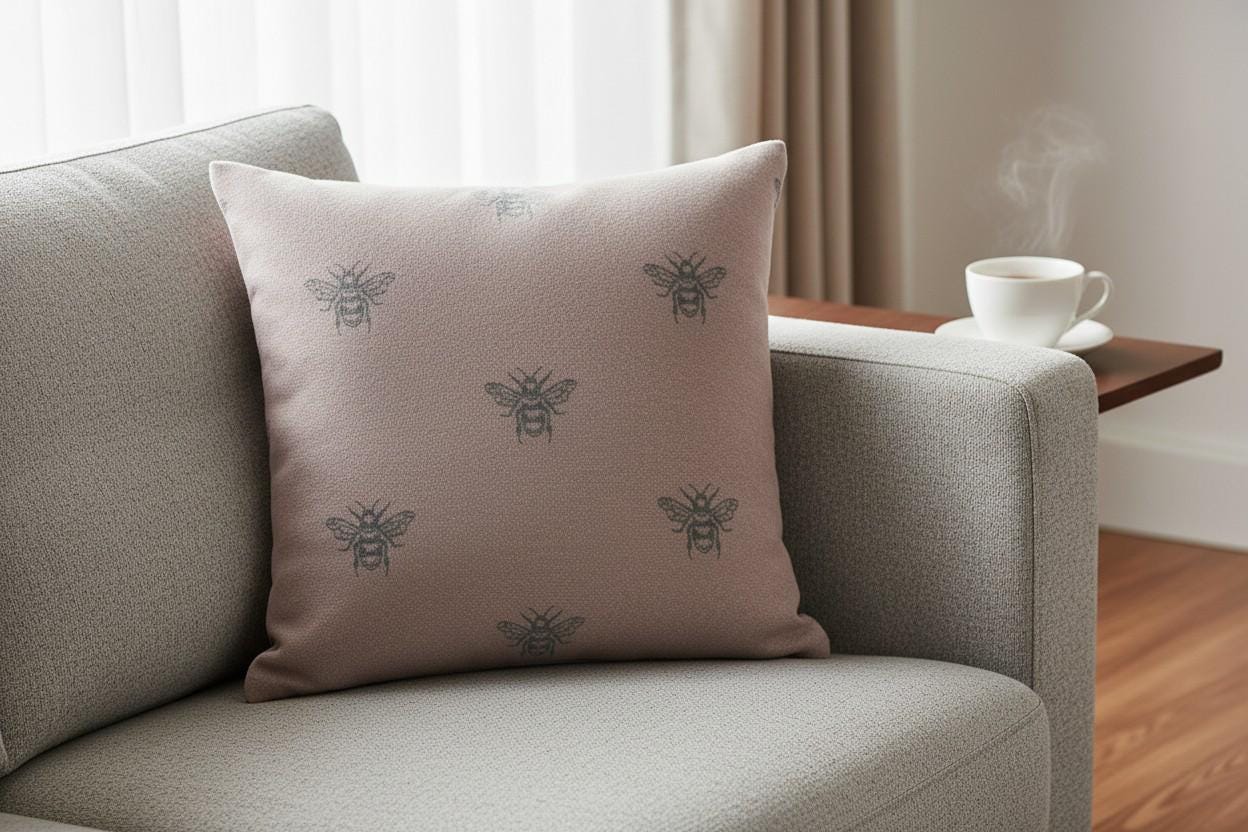 Bee Print Cushion with Inner – Decorative Throw Pillow