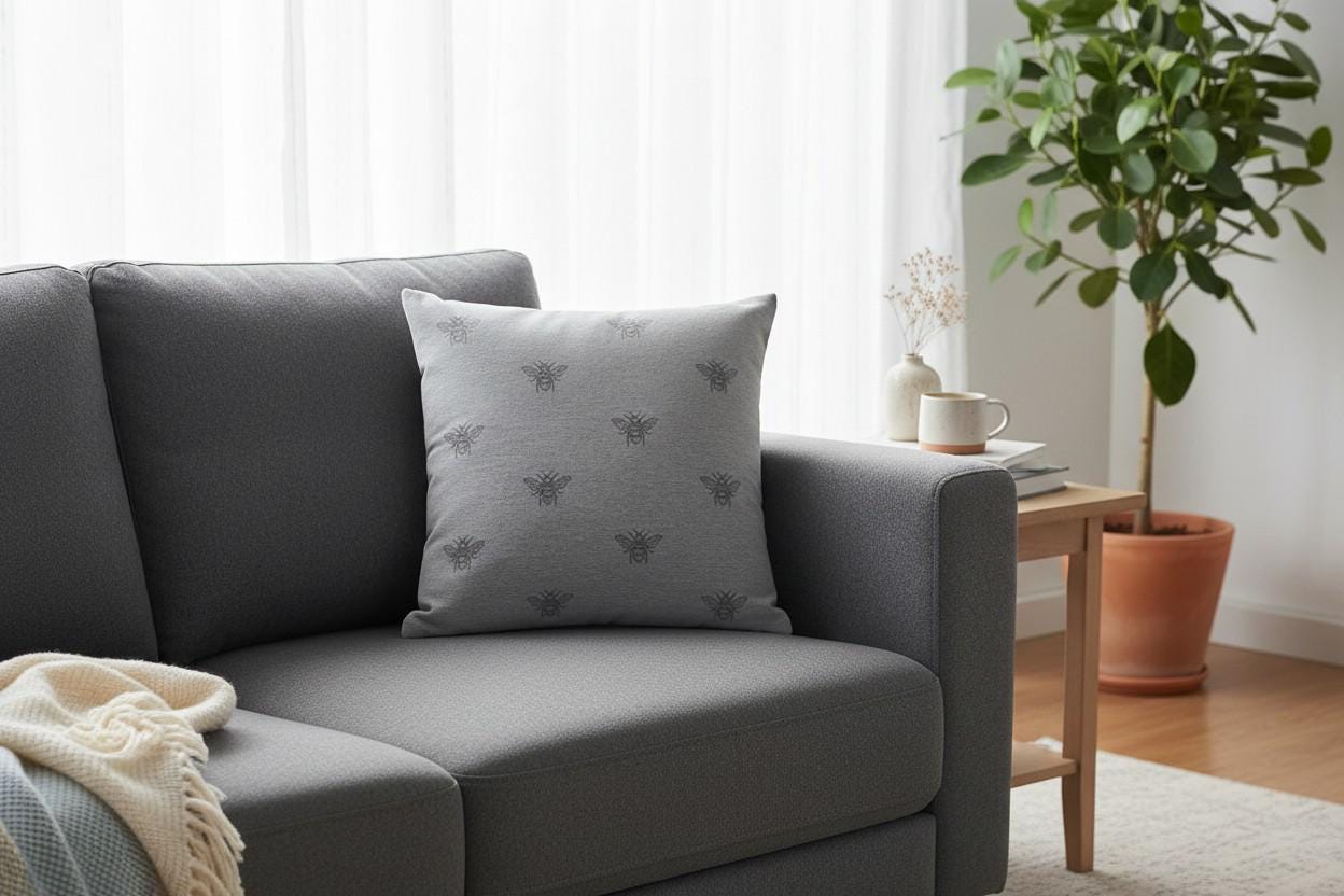 Bee Print Cushion with Inner – Decorative Throw Pillow
