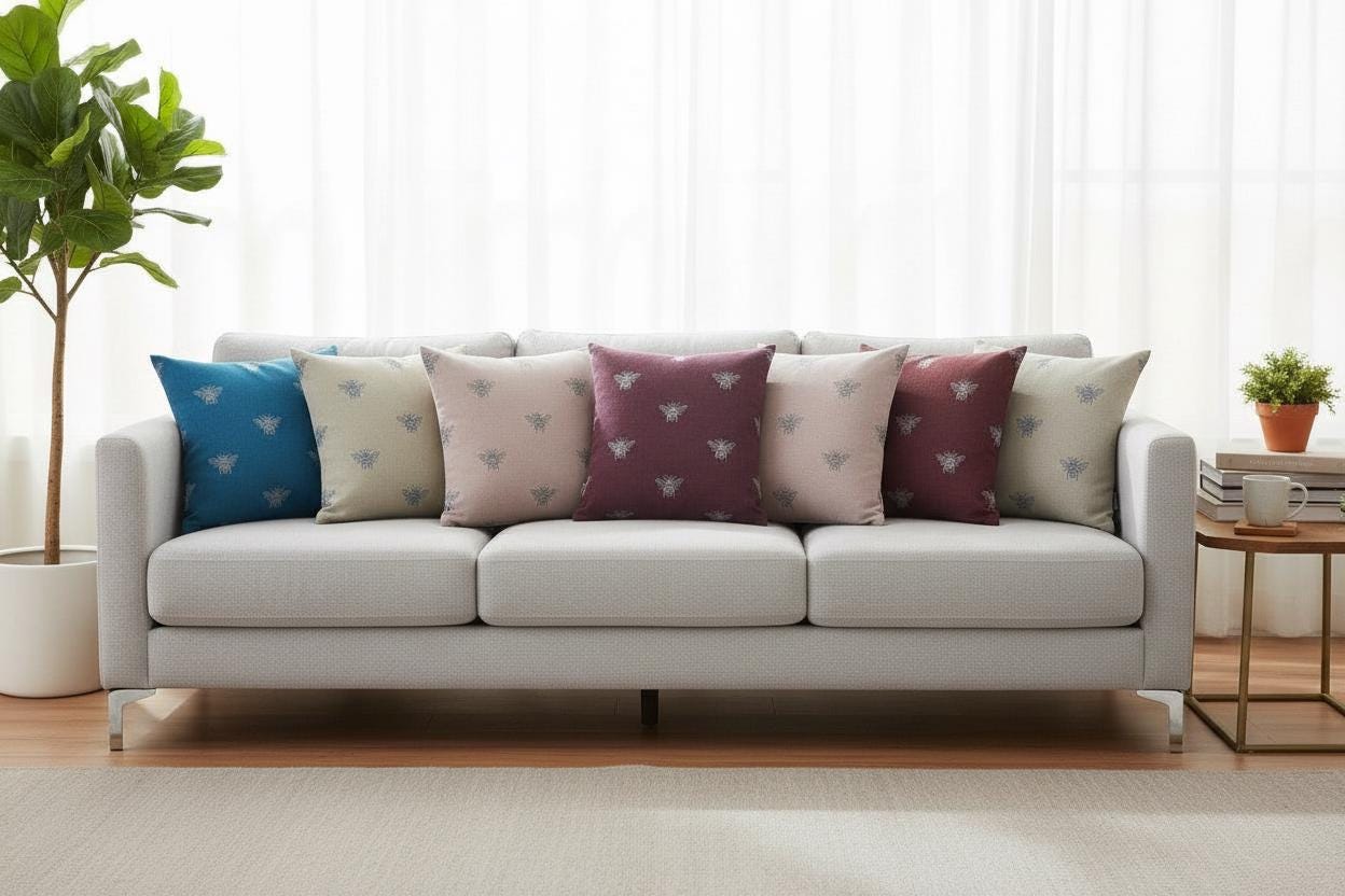 Bee Print Cushion with Inner – Decorative Throw Pillow