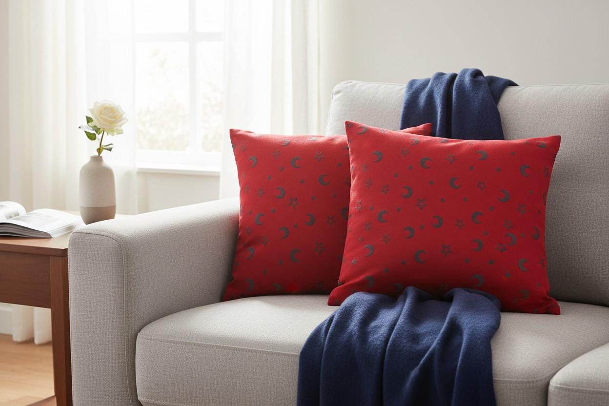 Moon Star Print Cushion Cover with Inner – Decorative Throw Pillow