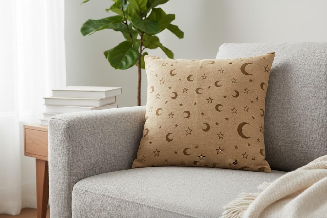 Moon Star Print Cushion Cover with Inner – Decorative Throw Pillow