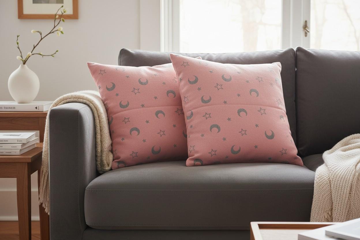 Moon Star Print Cushion Cover with Inner – Decorative Throw Pillow