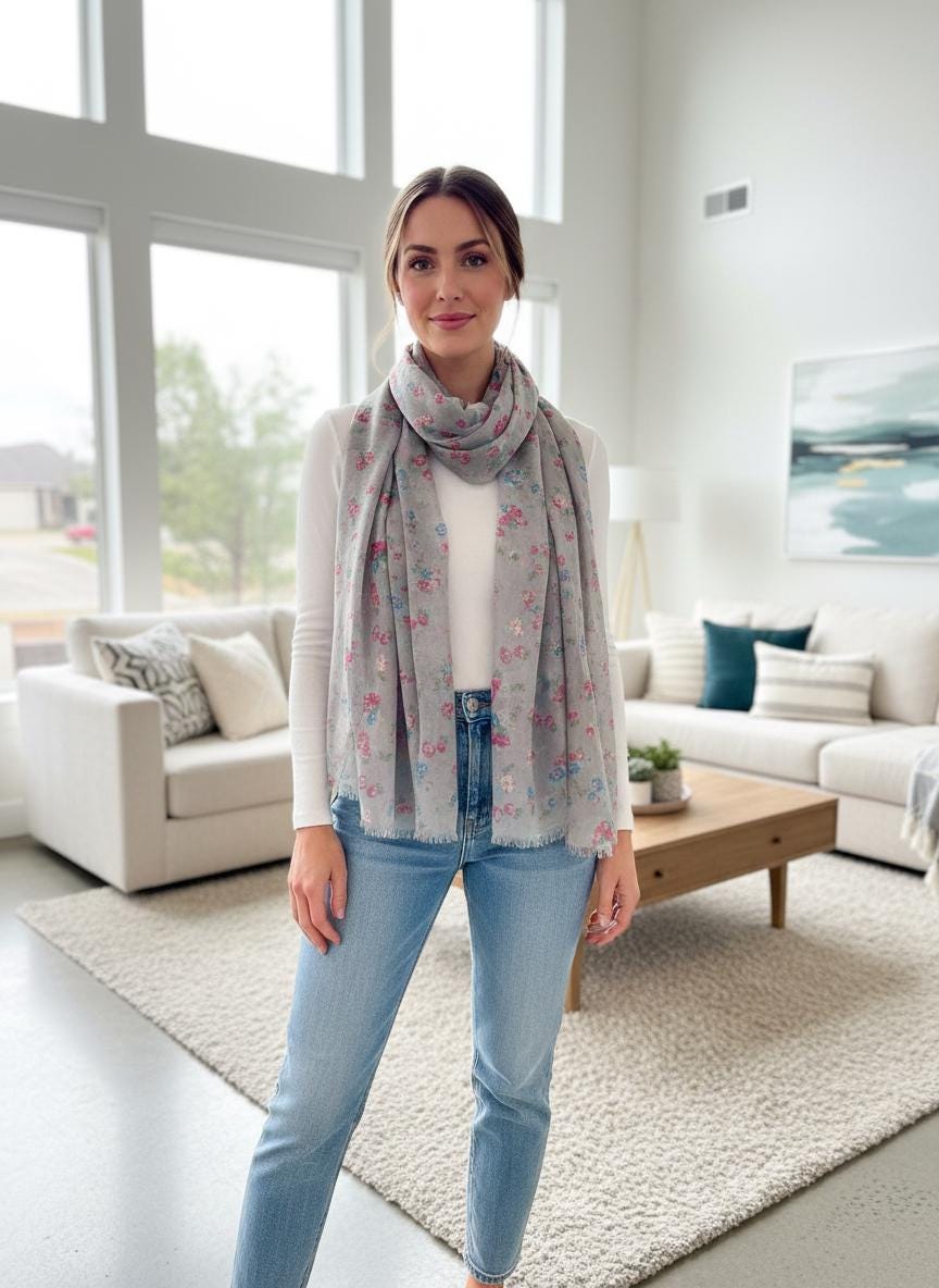 Little Daisy Lightweight Print Scarf Comes with a gift bag