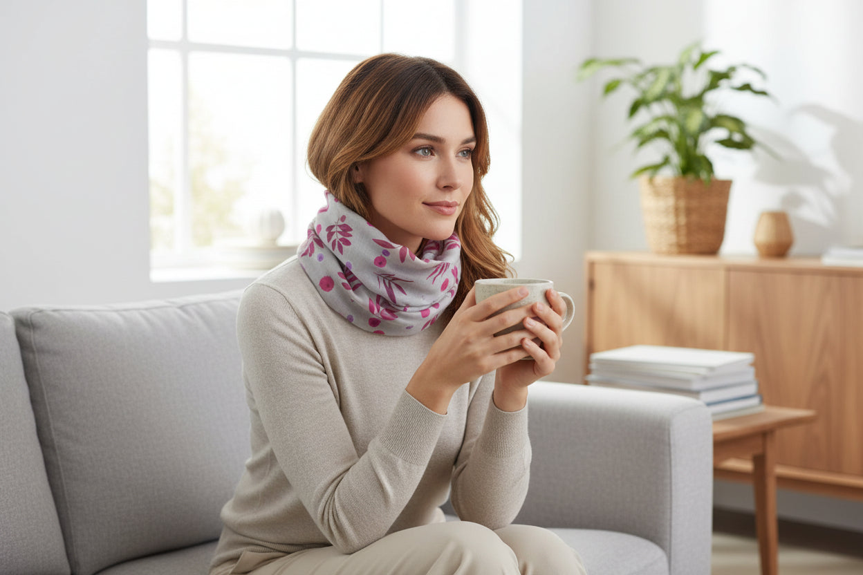 Lightweight Green Leaf Leaves Print Snood Infinity Scarf Comes with a gift bag