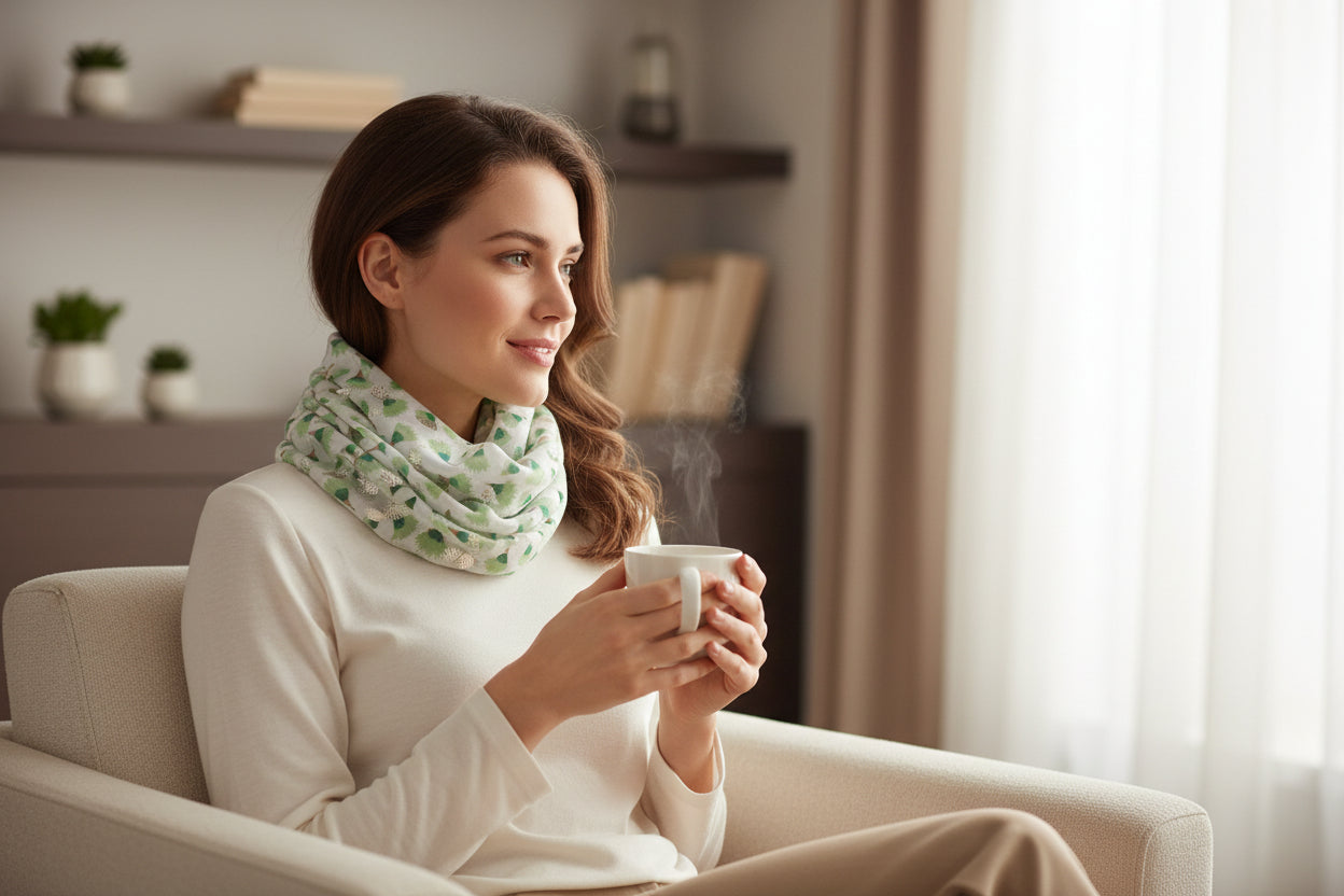 Lightweight Green Leaf Leaves Print Snood Infinity Scarf Comes with a gift bag