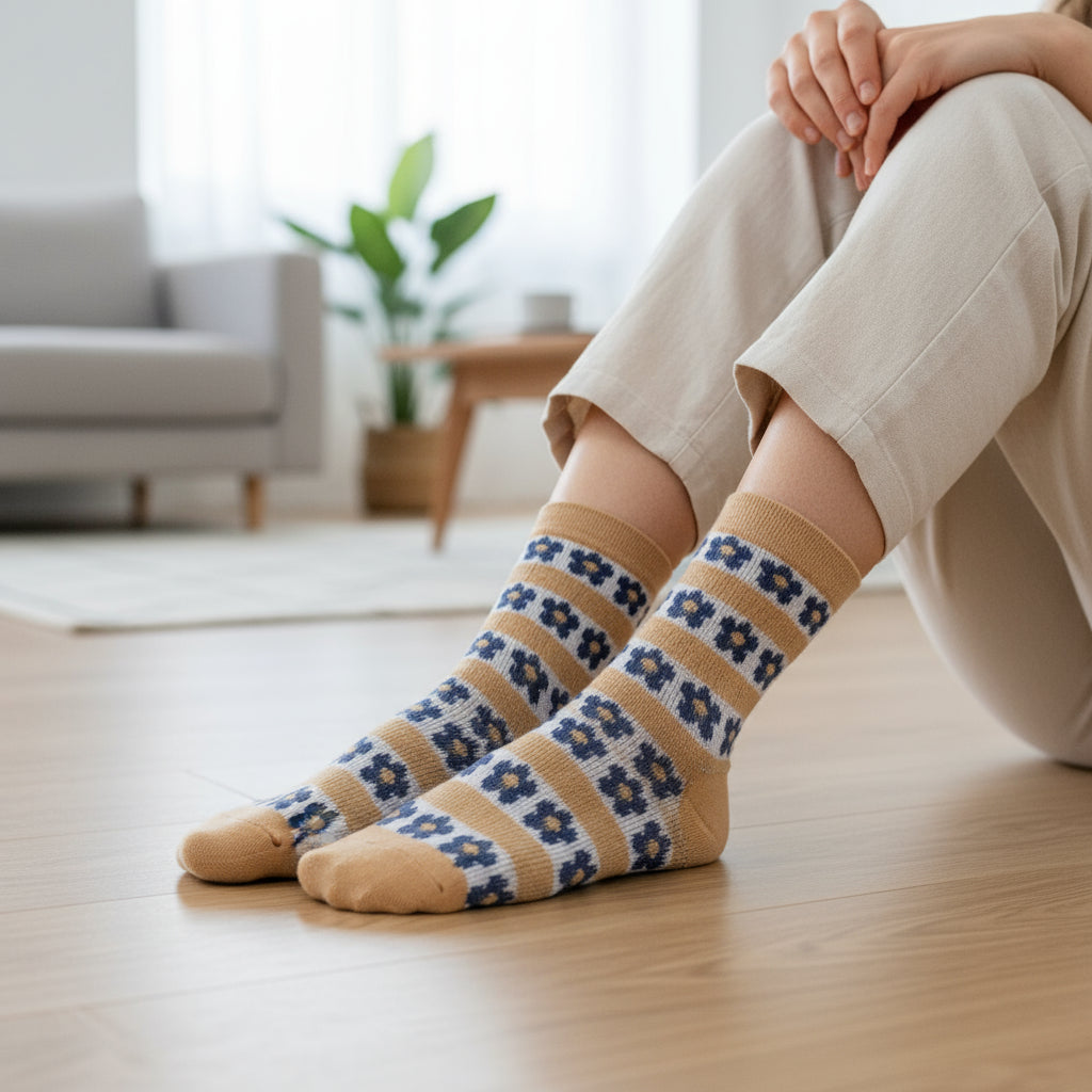 Daisy Flower  Pattern  Socks