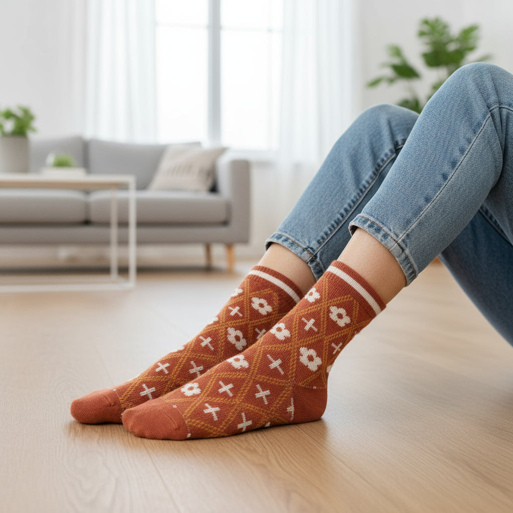Daisy Flower  Pattern  Socks