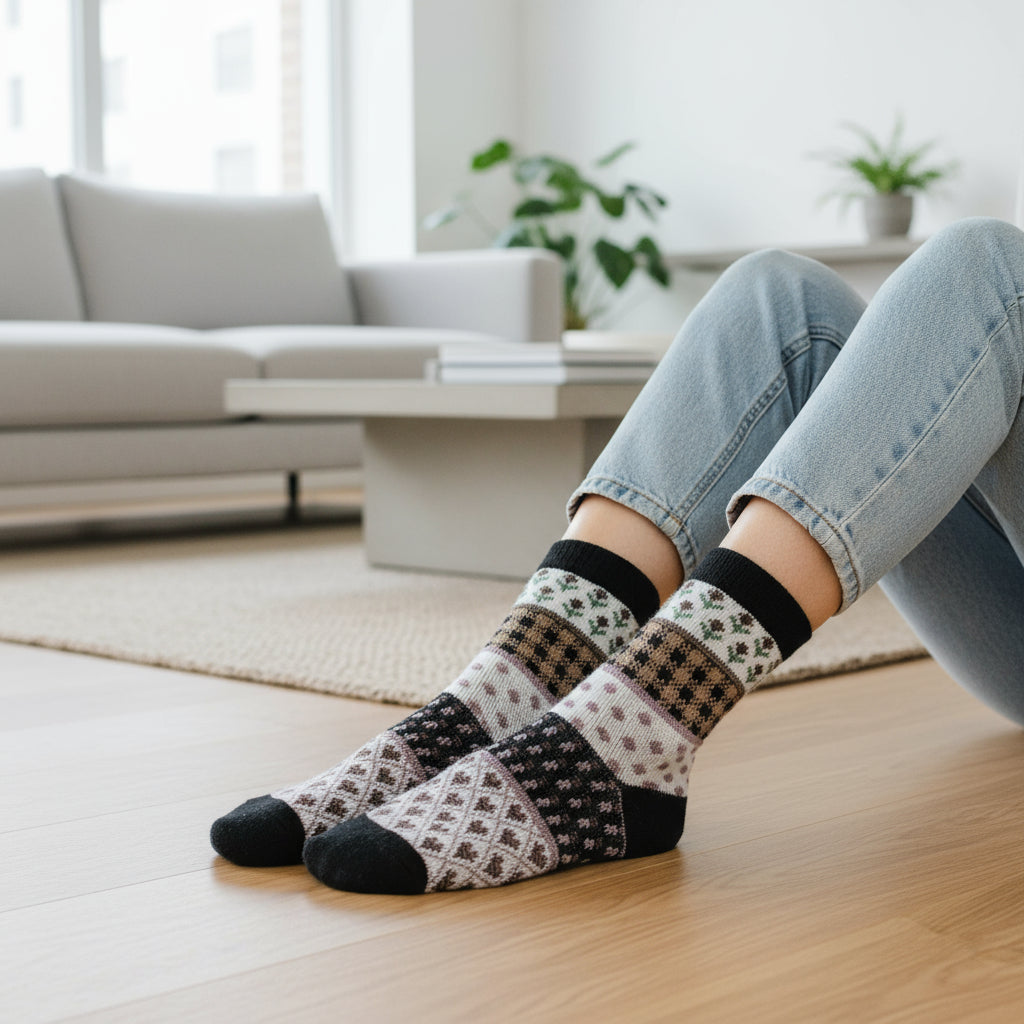 Flower Dots Heart Pattern Socks
