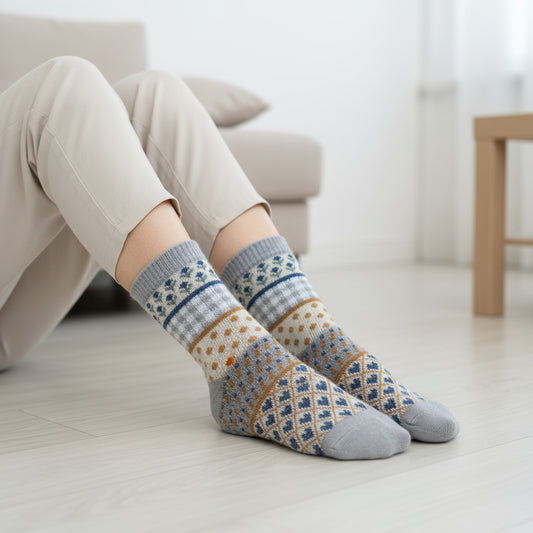 Flower Dots Heart Pattern Socks